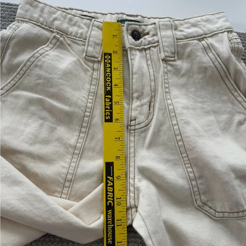 Wild Fable Ecru Ivory Cream High Rise Cargo Pants Wide Leg Denim Jeans Sz 00